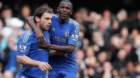 Branislav Ivanovic and Ramires celebrate