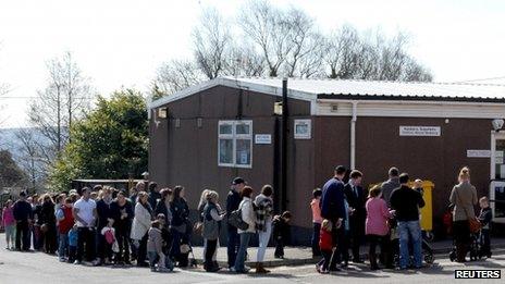 Queues at Morriston Hospital on Saturday