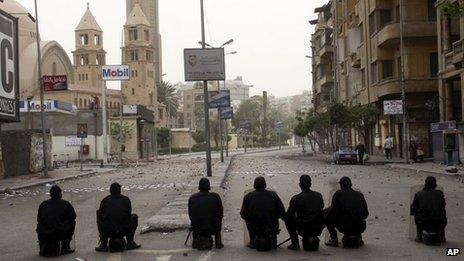 Calm was restored to the area around St Mark's Cathedral in central Cairo 8 April 2013