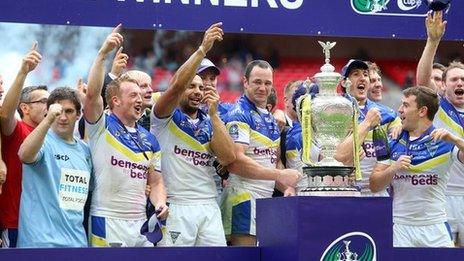 Warrington Wolves celebrate winning the 2012 Challenge Cup