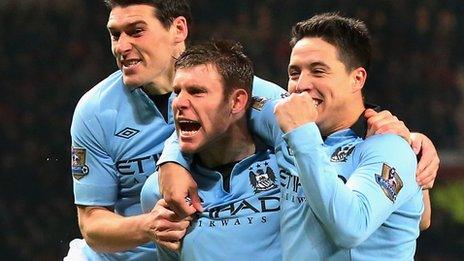 Manchester City's Gareth Barry James Milner Samir Nasri