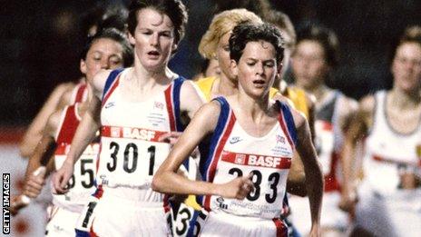 Zola Budd (centre), from apartheid-era South Afruca, was given a controversial British passport.