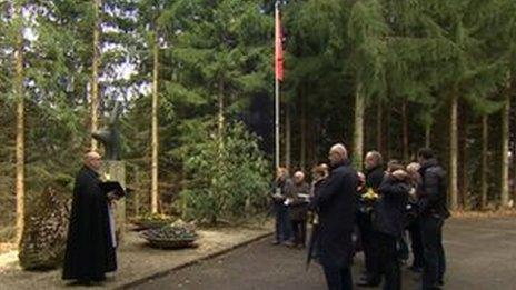 A special memorial service is held in woodland in Switzerland to mark the 40th anniversary of the Basle air crash