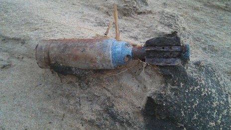 Mortar found on the remote beach complex at Camas an Lighe