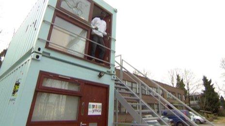 Forest YMCA's shipping container