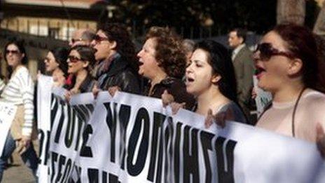 Protestors in Nicosia