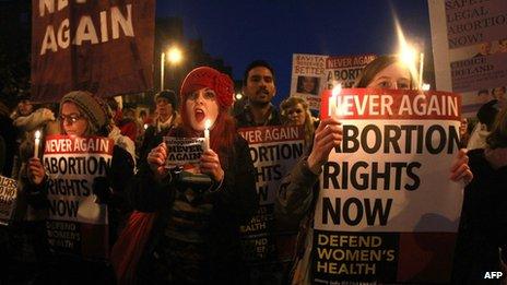 An abortion rights rally in Ireland