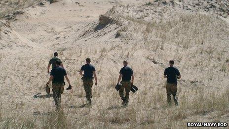 Members of the Royal Navy Explosive Ordnance Disposal team