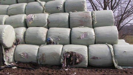 Bales of household waste