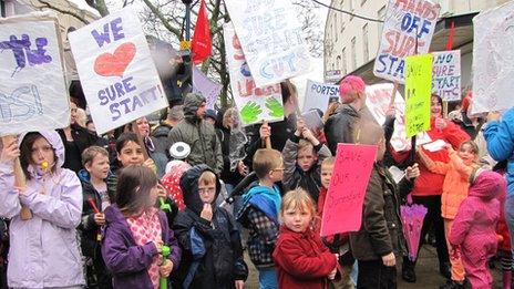 Protest against Sure Start service cuts