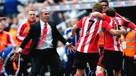 Paulo Di Canio (left) celebrates with Sunderland's players