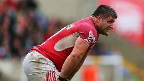 Paulica Ion looks dejected as London Welsh's relegation is confirmed after they lose to Northampton on Sunday.