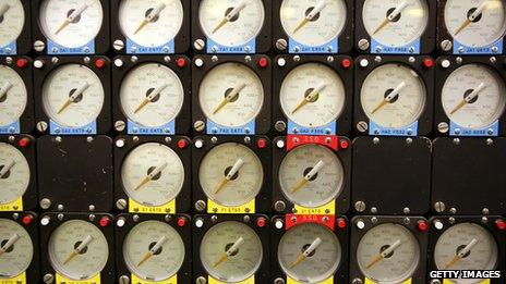 Nuclear reactor dials all pointing to zero