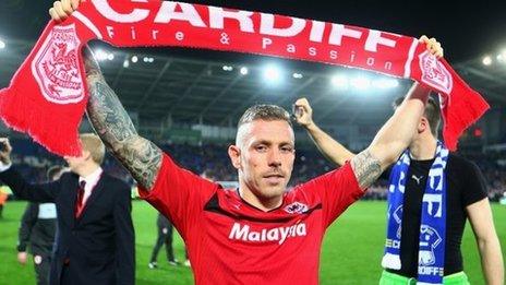 Craig Bellamy celebrates winning promotion