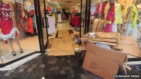 A clothes shop was also badly flooded