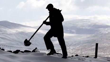 Farmer in the snow