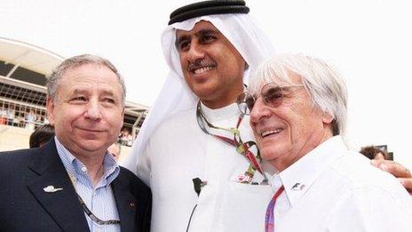 Jean Todt, Bernie Ecclestone and Zayed Al Zayani