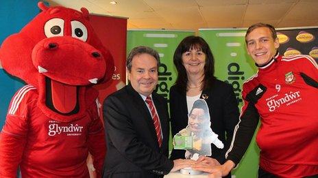 Wrexham striker Danny Wright joined Ian Lucas MP and Lesley Griffiths AM for the switch on of the DAB digital radio transmitter for north east Wales and Chester