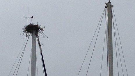 The crow's nest on the yacht's mast