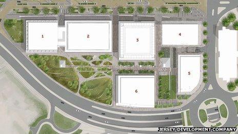 Plans for the layout of the Jersey International Finance Centre