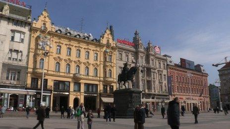 A view of Zagreb's central Ban Jelacic Square