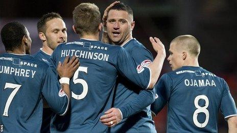 Motherwell players celebrating