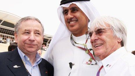 Bernie Ecclestone; Jean Todt, Zayed Rashed Al Zayani