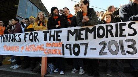 Supporters at Barnet's final match at Underhill