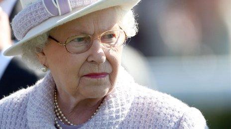 The Queen at Newbury Racecourse, in Berkshire, on Saturday