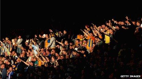 Mansfield Town fans celebrate