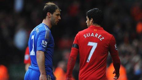 Ivanovic and Suarez walk off the pitch