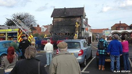 Fire damaged Sheringham signal box