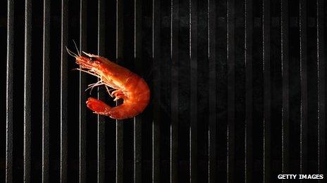 Prawn on a barbecue