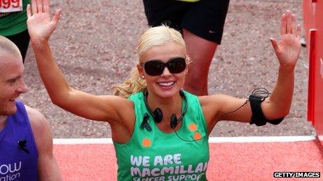 Katherine Jenkins after running the London Marathon