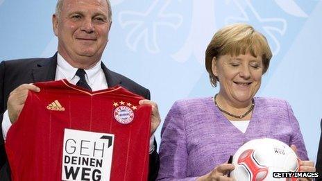 Uli Hoeness with Angela Merkel