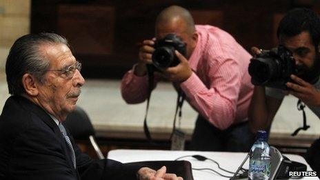 Gen Efrain Rios Montt in court on 19 April 2013