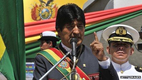 Bolivian President Evo Morales delivers a speech in La Paz