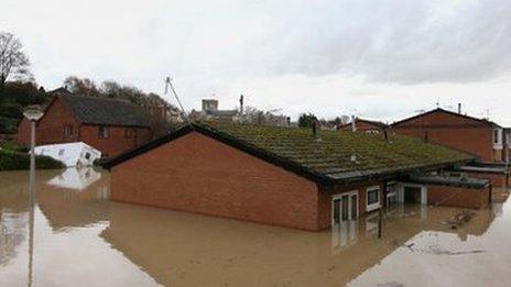 Flood waters in St Asaph