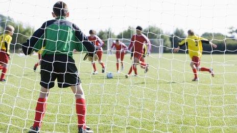 Young footballers playing a game