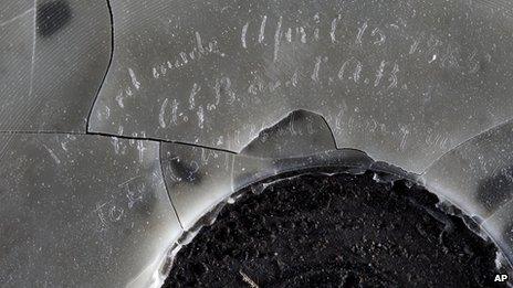 Close-up of wax recording