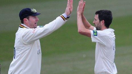 Graham Onions takes a wicket for Durham