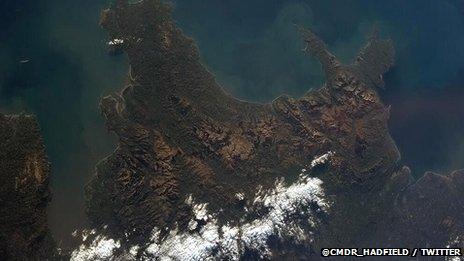 A photograph of Wales taken from the International Space Station