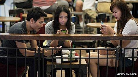 Mobile phones in a Bangkok shopping mall