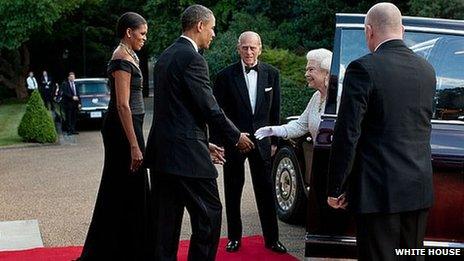 Barack and Michelle Obama meet the Queen 25 May 2011