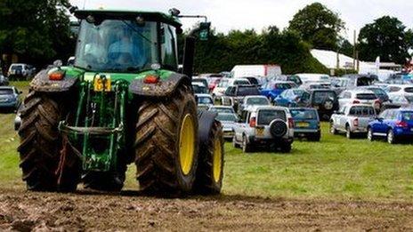 Muddy car parks at the Kent County Show