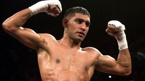 Amir Khan celebrates