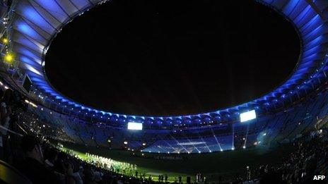 View of the inside of the Maracana stadium as it reopened with a test event on Saturday