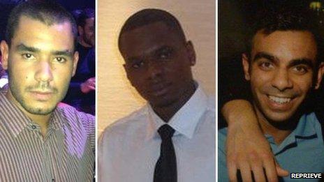 Grant Cameron, Karl Williams and Suneet Jeerh, three British men arrested in Dubai