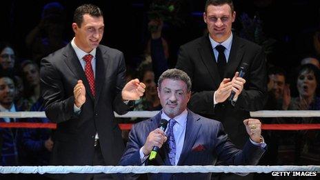 Sylvester Stallone with Wladimir and Vitali Klitschko