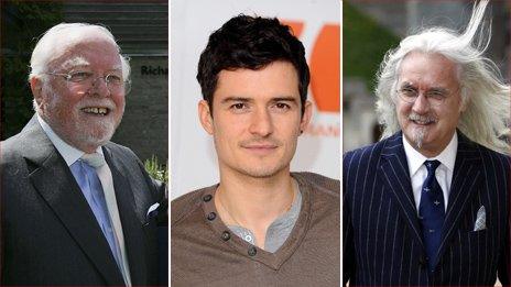 Lord Attenborough, Orlando Bloom and Billy Connolly